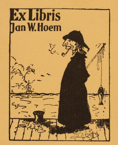 Exlibris by ? ? from Unknown for Jan W. Hoem - Fish Hobby Man 