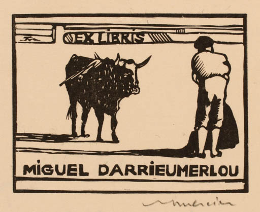 Exlibris by Jocelyn Mercier from France for Miguel Darrieumerlou - Fauna 