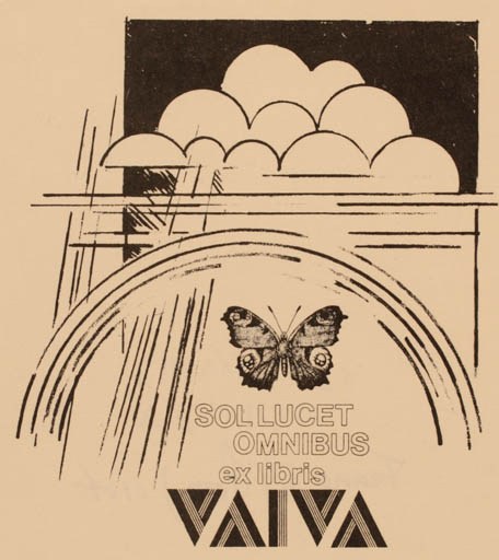 Exlibris by Vytautas O. Virkau from USA for ? Vaiva - Butterfly 