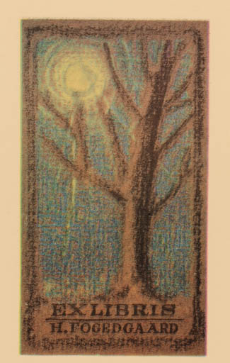 Exlibris by Jörgen Brockdorff-Nielsen from Denmark for Helmer Fogedgaard - Sun Tree 