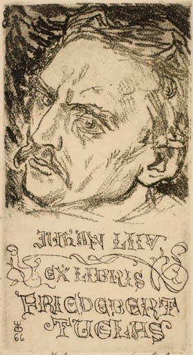 Exlibris by Evald Okas from Estonia for Friedebert Tuglas - Man Portrait 