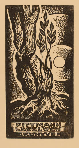 Exlibris by Jozsef Menyhart from Hungary for ? ? - Tree 