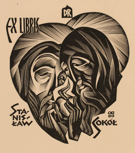 Exlibris by Anatolij Kalaschnikow from Russia for Dr. Stanislaw Sokol - Portrait Religion 