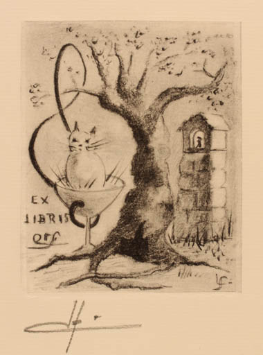 Exlibris by ? ? from France for ? ? - Cat Tree 