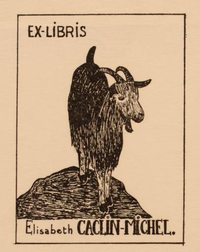 Exlibris by Antoinette Caclin from France for Elisabeth Caclin-Michel - Fauna 