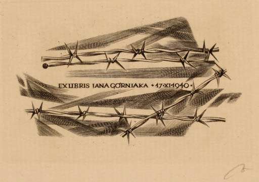 Exlibris by Wojciech Jakubowski from Poland for Jana Gorniaka - Military/War 