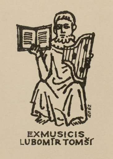 Exlibris by Alex Beran from Czech Republic for Lubomir Tomsi - Book Man Music 