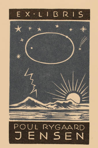 Exlibris by Hans Michael Bungter from Germany for Poul Rygaard Jensen - Cosmos Sun 