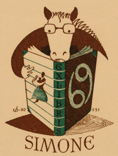 Exlibris by Christian Blæsbjerg from Denmark for Simone Andersen - Book 