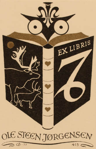 Exlibris by Christian Blæsbjerg from Denmark for Ole Steen Jørgensen - Book 