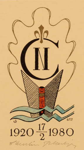 Exlibris by Christian Blæsbjerg from Denmark for C. Nielsen - Book 