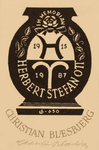Exlibris by Christian Blæsbjerg from Denmark for Herbert S. Ott - 