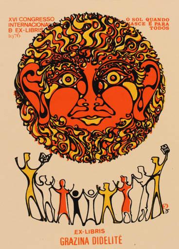 Exlibris by Eduardo Dias Ferreira from Portugal for Grazina Didelyte - Exlibris Congress Group Sun 