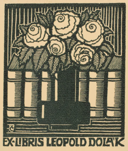 Exlibris by Bohumir Cap from Czech Republic for Leopold Dolak - Flower Book Flora 