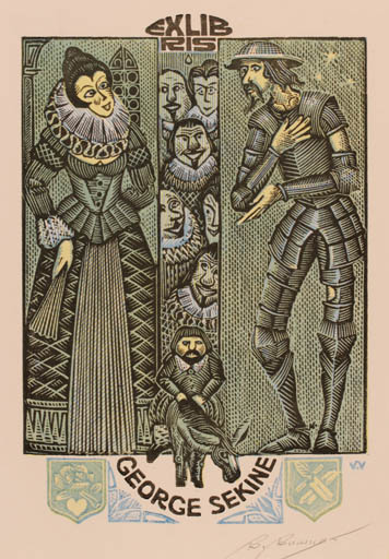 Exlibris by V. Vyshnyak from Ukraine for George Sekine - Don Quijote 