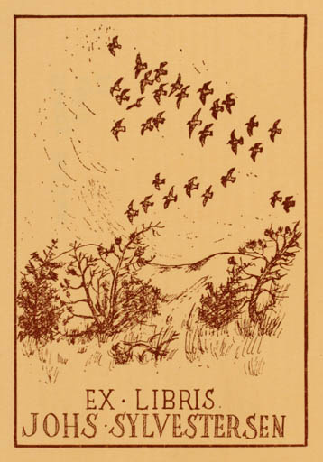 Exlibris by Henry Bailum from Denmark for Johs. Sylvestersen - Bird 