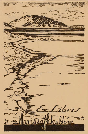 Exlibris by Marius af Schultén from Finland for ? ? - Scenery/Landscape Maritime 