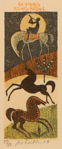 Exlibris by Karel Oberthor from Czechoslovakia for Klaus Rödel - Horse 