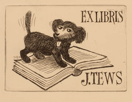 Exlibris by Jörgen Brockdorff-Nielsen from Denmark for Jørgen Tews - Dog 