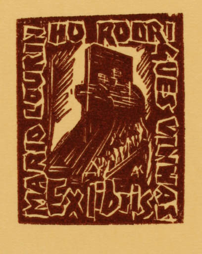 Exlibris by Kàroly Andrusko from Yugoslavia for Mario Rodrigues Vinhas - 