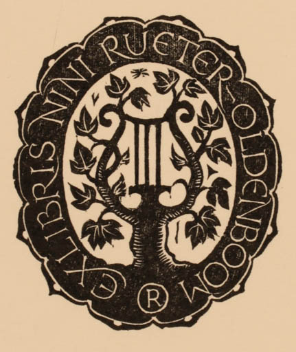 Exlibris by Pam Georg Rueter from Netherland for Nini Rueter - 