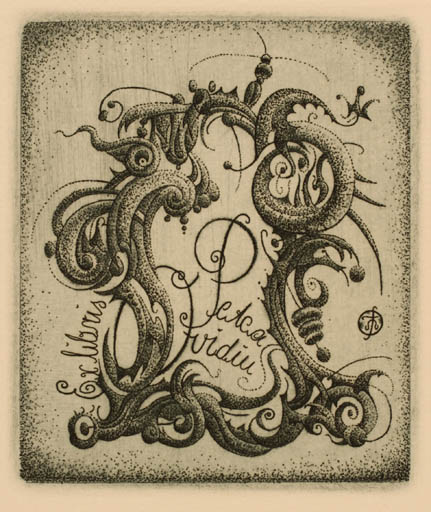 Exlibris by Galina Lwowa from Belorussia for Petca Ovidiu - Abstract 