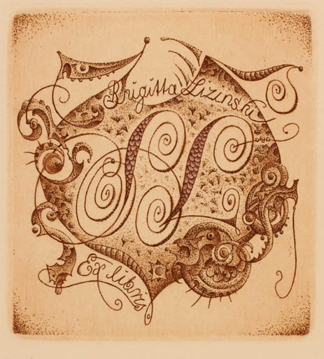 Exlibris by Galina Lwowa from Belorussia for Brigitta Lizinski - Monogram Ornament 