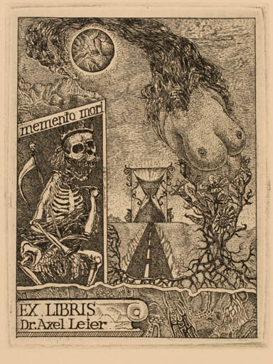 Exlibris by Heinz Plank from Germany for Dr. Axel Leier - Death Woman 