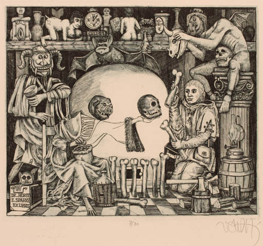 Exlibris by Zoltan Vén from Hungary for Heidi & Horst Sparke - Death 