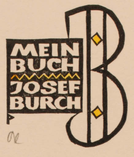 Exlibris by Ottmar Premstaller from Austria for Ing. Josef Burch - Monogram 
