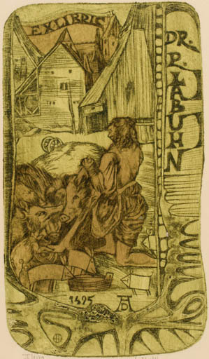 Exlibris by Pavel Hlavaty from Czech Republic for Dr. Peter Labuhn - City Fauna Man 