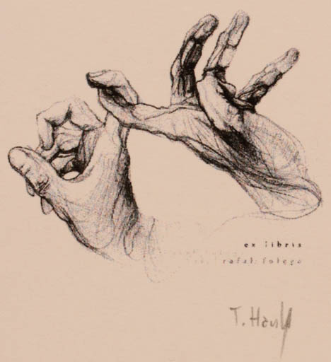 Exlibris by Tomasz Hankus from Poland for ? ? - Hand(s) 