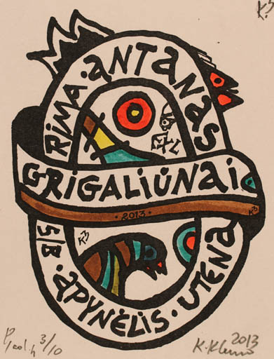 Exlibris by Klemensas Kupriunas from Lithuania for Rima & Antano Grigaliuno - Abstract 