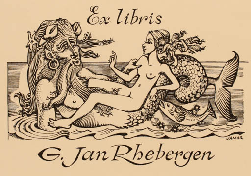 Exlibris by Michel Jamar from France for G. Jan Rhebergen - Mythology 