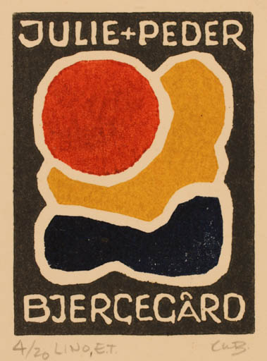 Exlibris by Chr. W. Bauditz from Denmark for Julie + Peder Bjergegrd - Abstract 