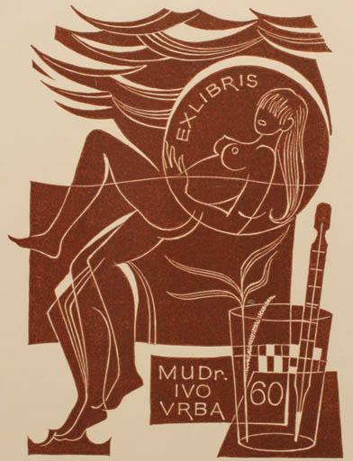 Exlibris by Dusan Janousek from Czech Republic for Mudr. Ivo Urba - Woman Medicine 