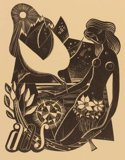 Exlibris by Jan van Doorn from Netherland for ? ? - Bird Woman 