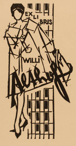 Exlibris by Ullrich Bewersdorff from Germany for Willi Aelthof - Woman 
