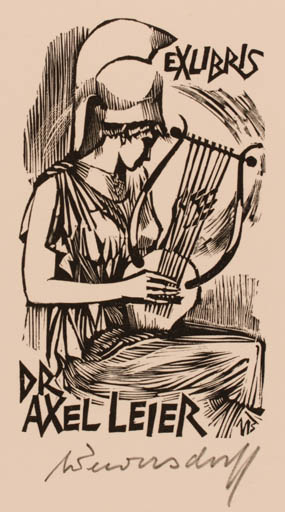 Exlibris by Ullrich Bewersdorff from Germany for Dr. Axel Leier - Woman Music 