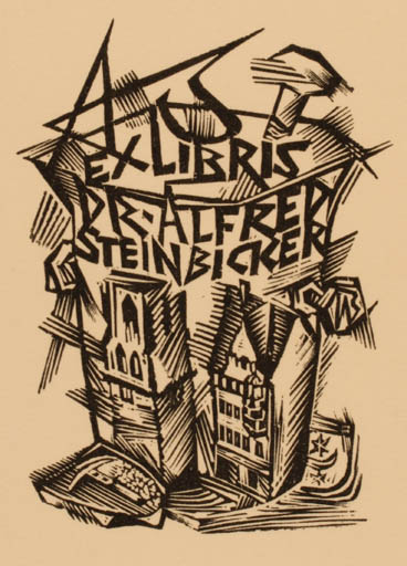 Exlibris by Ullrich Bewersdorff from Germany for Dr. Alfred Steinbicker - Architecture 
