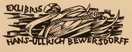 Exlibris by Ullrich Bewersdorff from Germany for Hans - Ullrich Bewersdorff - Abstract Bird 
