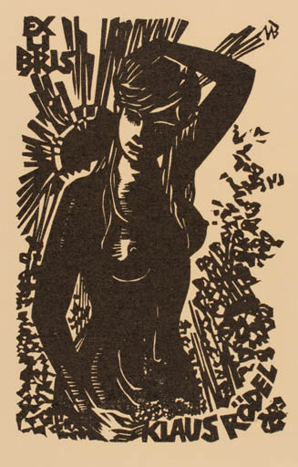 Exlibris by Ullrich Bewersdorff from Germany for Klaus Rödel - Woman 