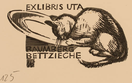 Exlibris by Ullrich Bewersdorff from Germany for Uta Baumberg Bettzieche - Cat 