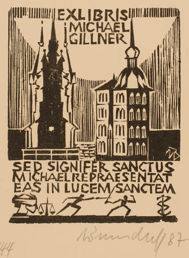 Exlibris by Ullrich Bewersdorff from Germany for Michael Gillner - Architecture 