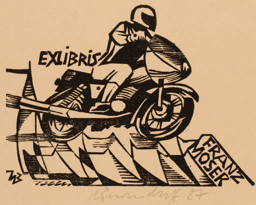 Exlibris by Ullrich Bewersdorff from Germany for Frantz Moser - Technology 