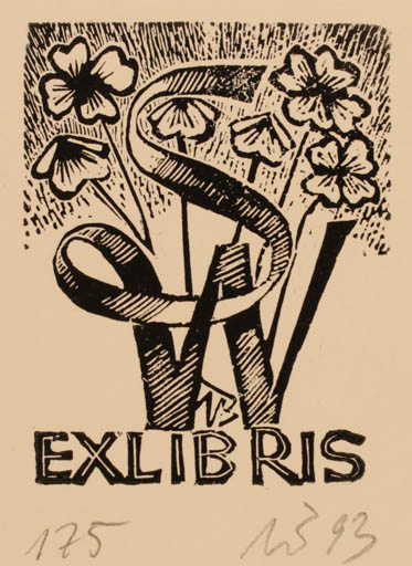 Exlibris by Ullrich Bewersdorff from Germany for S. W. - Flower Monogram 