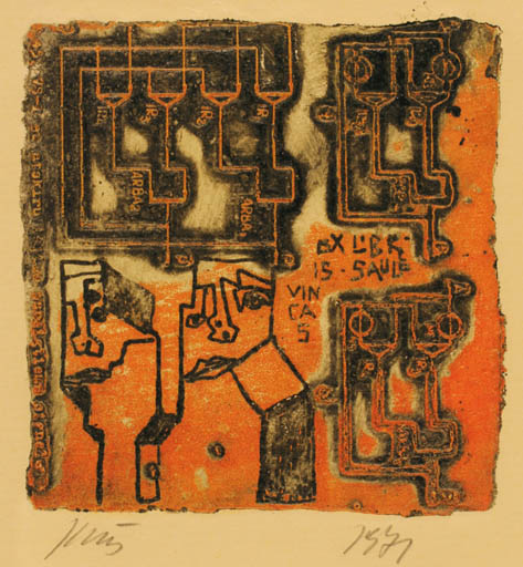 Exlibris by Vincas Kisarauskas from Lithuania for Vincas Kisarauskas - Abstract 