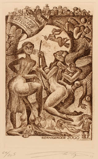 Exlibris by Vladimir Verechagin from Russia for Reglinde Lattermann - Woman 