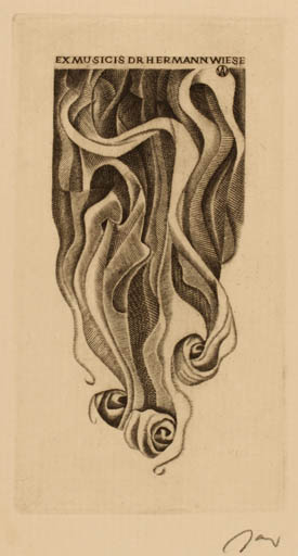 Exlibris by Wojciech Jakubowski from Poland for Dr. Hermann Wiese - Abstract Ex Mucika 