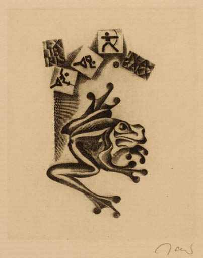 Exlibris by Wojciech Jakubowski from Poland for N. A. Bakx - Fauna Sport/game 